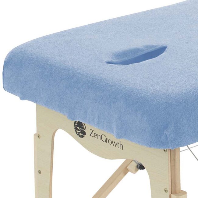 Badstof Hoeslaken Massagetafel Lichtblauw met uitsparing Zengrowth