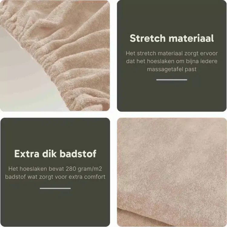 Badstof Hoeslaken Massagetafel Lichtbruin zonder uitsparing Zengrowth