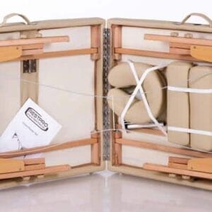RESTPRO Inklapbare mobiele Massagetafel beige met houten frame Memory 3