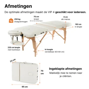 Inklapbare Massagetafel VIP 4 Crème - Afbeelding 4