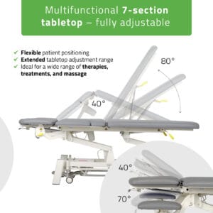 Proxima X7 behandelbank – elektrische hoogteverstelling, 7-delig, ERGO-kussen, Touch Core grijs - Afbeelding 4