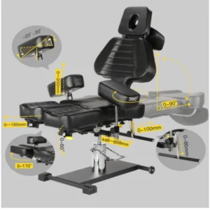 Cosmetologie, Pedicure en Tattoo Stoel Zwart - Afbeelding 6