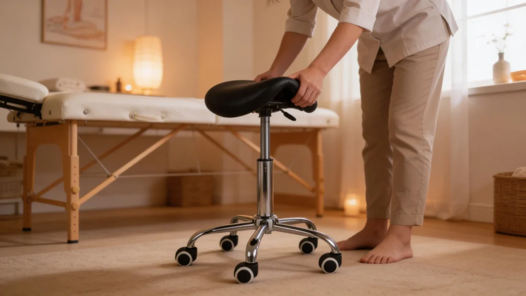 Massagekruk hoogte instellen voor ergonomisch werken