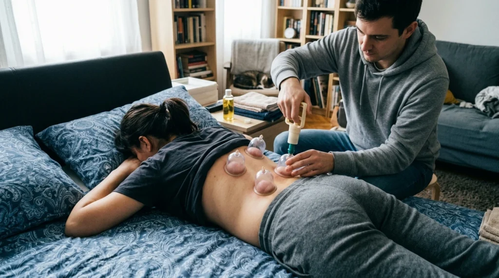Cupping en massage voelen anders dan klassieke massage omdat er niet alleen met druk van buitenaf wordt gewerkt